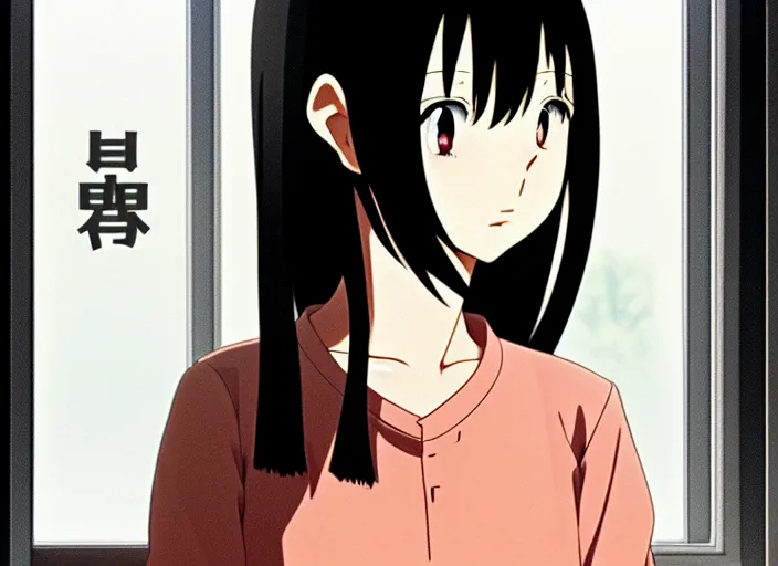 Image similar to anime film visual, full body illustration from across the room a young woman looking in a kitchen cabinet from a distance, cute face by ilya kuvshinov, yoshinari yoh, makoto shinkai, katsura masakazu, dynamic perspective pose, detailed facial features, kyoani, rounded eyes, crisp and sharp, cel shad, anime poster, ambient light,