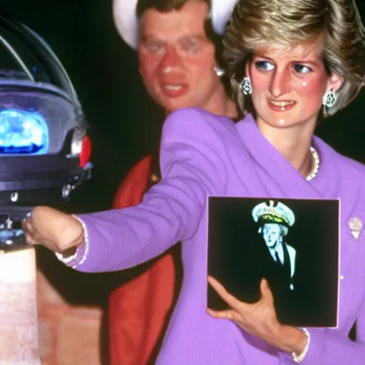 Image similar to princess diana being beamed up to a UFO