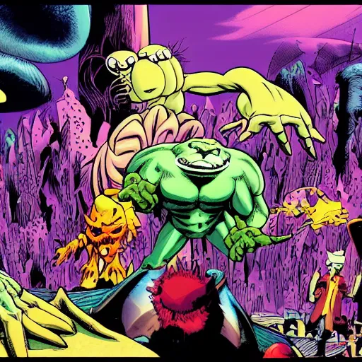 Image similar to desktop wallpaper, digital art, ultra wide, the maxx comic book