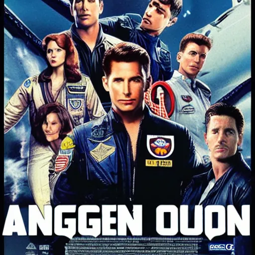 Prompt: poster of top gun staring the avengers, 4k, HDR, photorealistic, 8k by HR Giger