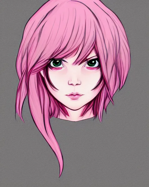 Prompt: Girl by Andrew Khok, flowing hair, anime, symmetrical face, pink eyes, trending on artstation, artstationHD, artstationHQ, patreon, 4k, 8k
