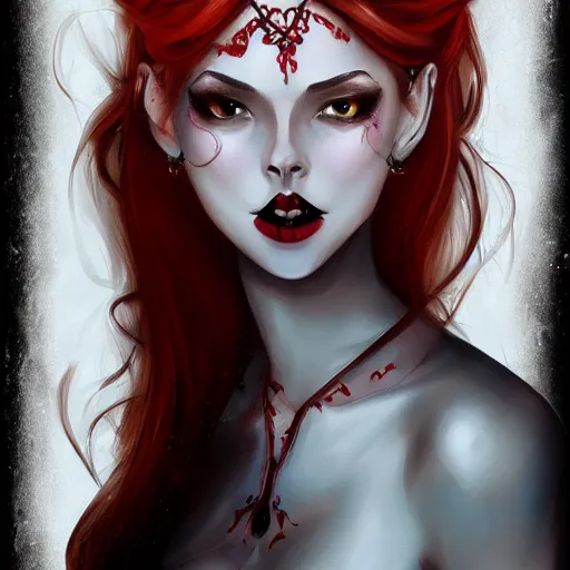 Prompt: portrait of beautiful vampire lady drinking from a goblet of blood, fantasy illustration trending on artstation