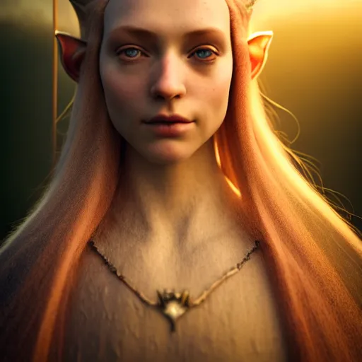 Image similar to photographic portrait of a stunningly beautiful english elven queen renaissance female in soft dreamy light at sunset, beside the river, soft focus, contemporary fashion shoot, in a denis villeneuve and tim burton movie, by edward robert hughes, annie leibovitz and steve mccurry, david lazar, jimmy nelsson, extremely detailed, breathtaking, hyperrealistic, perfect face, octane render