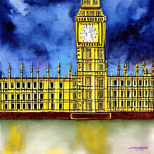 Image similar to Cartographism painting of Big Ben