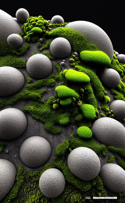 Image similar to highly detailed ultra sharp 3 d render cinematic composition of a smooth ceramic porcelain biomorphic magnolia stone nebula fluid fractal sci - fi surreal architecture landscape, granite, metallic, magnesium, marble, moss and lichen, vincent callebaut composition, mamou - mani, archviz, beautiful lighting, 8 k, unreal engine, hdr,