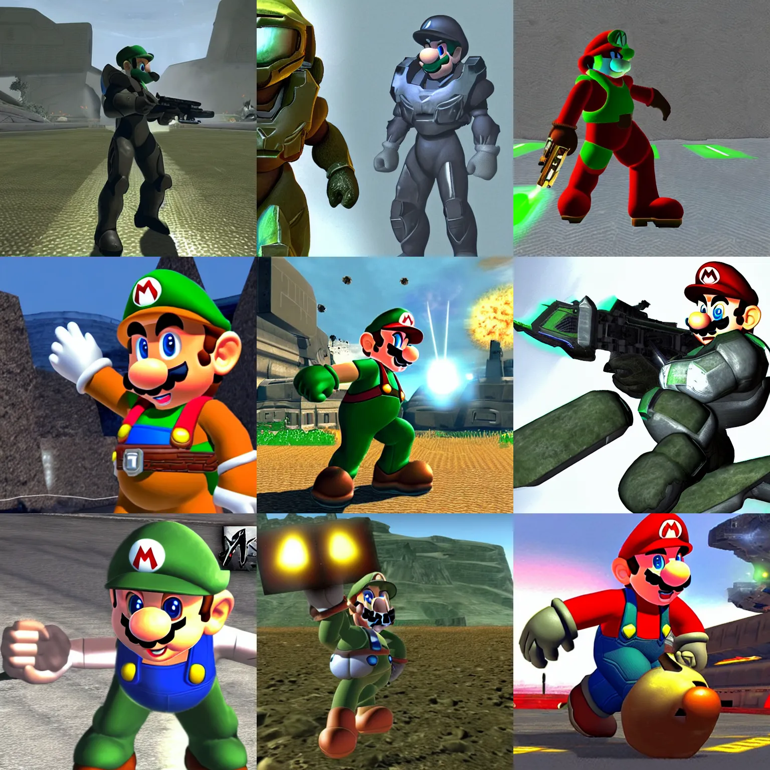 Prompt: super mario in halo combat evolved