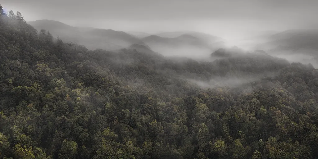 Image similar to foggy appalachian mountain landscape by andreas franke