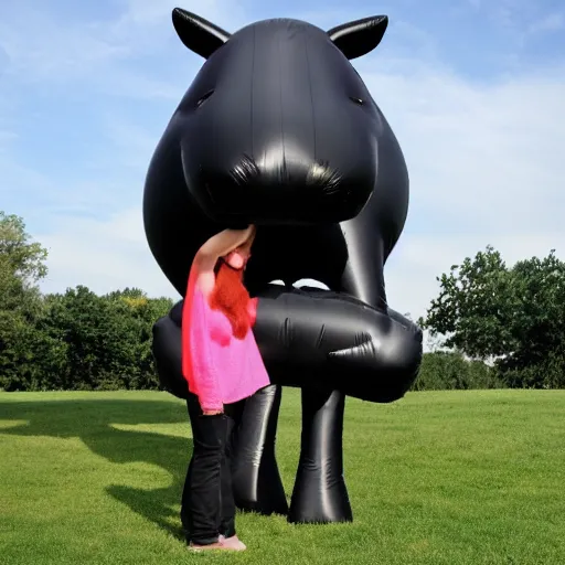 Prompt: an inflatable cow made of rubber