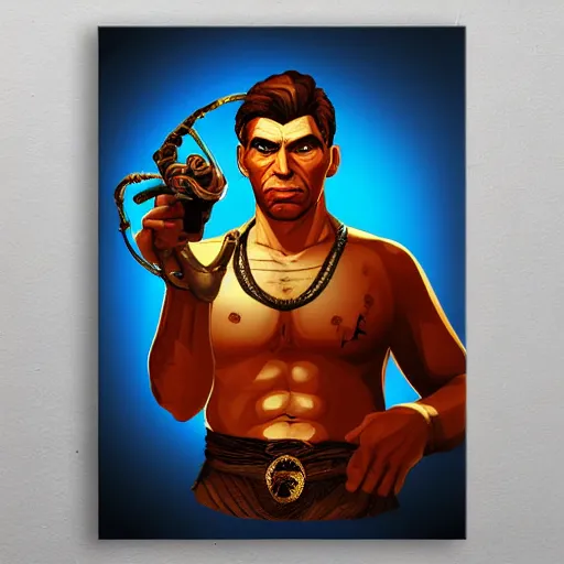 Prompt: saint homo neanderthalis portrait poster with book of science on his right hand, gta chinatown wars art style, bioshock infinite art style, hyperrealistic, rgba colors, remove duplicate content, justify contents center.