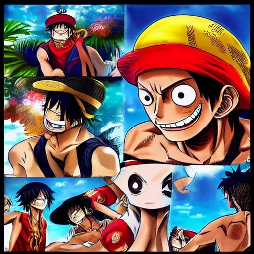 Image similar to Lebron James cosplay as Monkey D Luffy, one piece anime, detailed digital art, colourful masterpiece beautiful beautiful beautiful