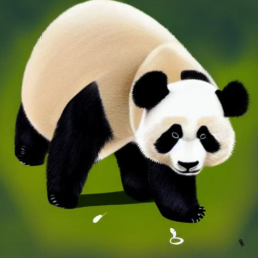 Image similar to panda drinking coke digital art