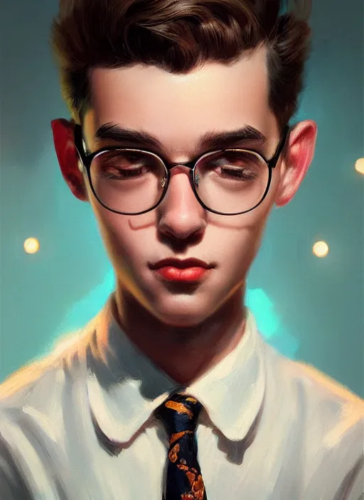 Image similar to portrait of young dilton doiley, 1 9 5 0 s, intricate, elegant, glowing lights, highly detailed, digital painting, artstation, concept art, smooth, sharp focus, illustration, art by wlop, mars ravelo and greg rutkowski