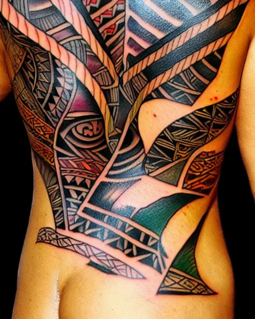 Image similar to tahitian tattoo, artstation