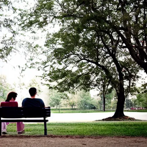 Image similar to a couple sitting on a park bench