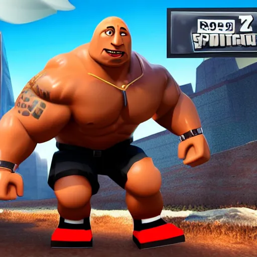 Image similar to screenshot from roblox game dwayne the rock johnson as roblox character