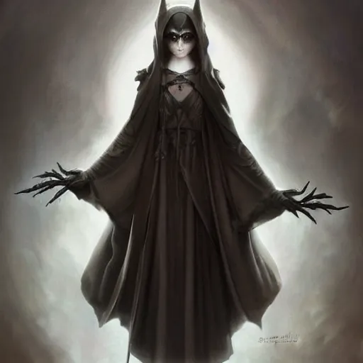 Prompt: by tom bagshaw, ultra realist soft painting of anime universe of curiosities, single dollpunk ghost mutation wearing a full body gothic robe, partial symmetry accurate features, very intricate details, focus, curvy, award winning, ultra dense fog