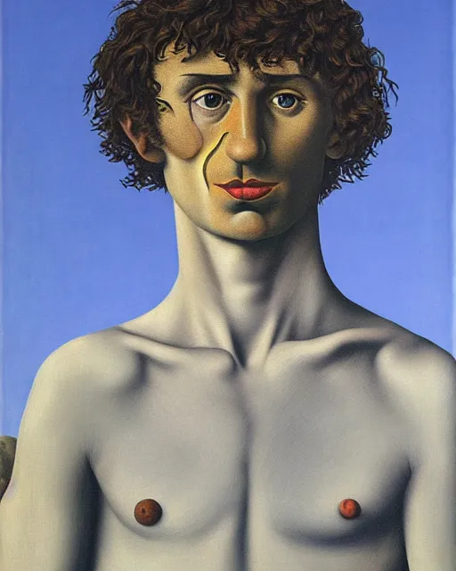 Image similar to portrait of adam ondra by magritte