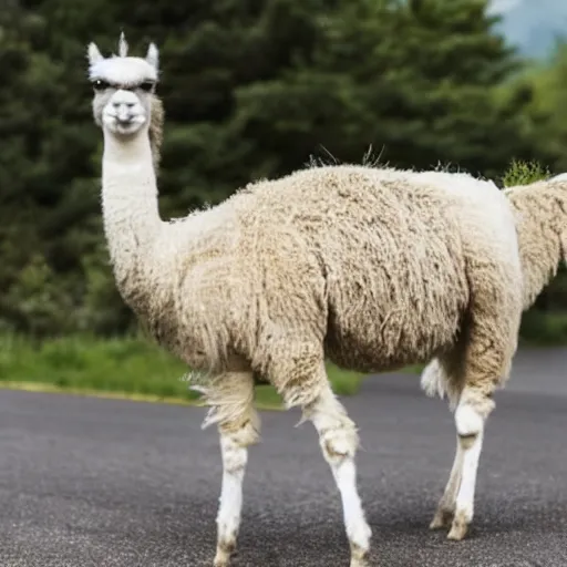 Prompt: two llamas walking