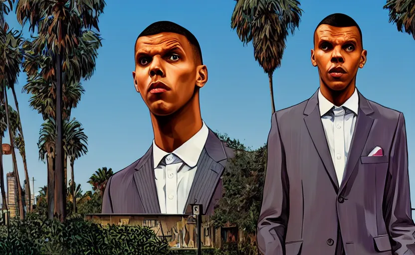 Image similar to Stromae in GTA V loading screen by Stephen Bliss