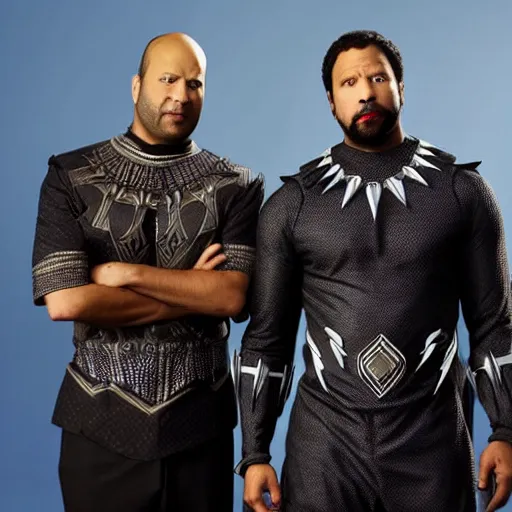 Prompt: key and peele as black panther. professional high budget studio portrait