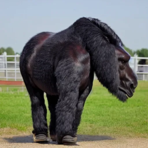 Image similar to photo of a horse shaped like a gorilla