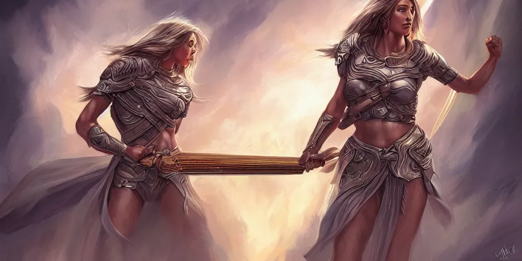 Image similar to female angel warrior. digital art, detailed by magali villeneuve