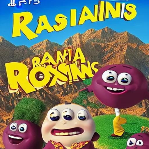 Image similar to playstation 3 game box cover featuring the california raisins.