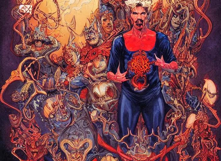 Prompt: a highly detailed satanic portrait of stephen strange, james gurney, james jean