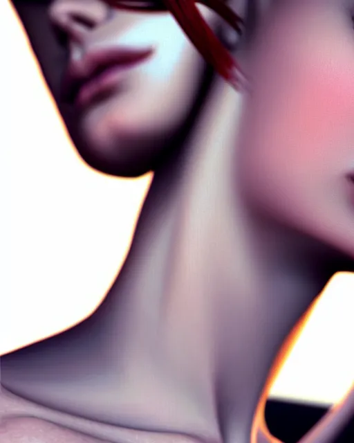 Image similar to full very close up neck shot of a beautiful skinny choir girl, in tshirt with sewing needle pointing at neck, by saruei and guweiz and ilya kuvshinov, digital art, highly detailed, intricate, sharp focus, trending on artstation hq, deviantart, pinterest, unreal engine 5, 4 k uhd image