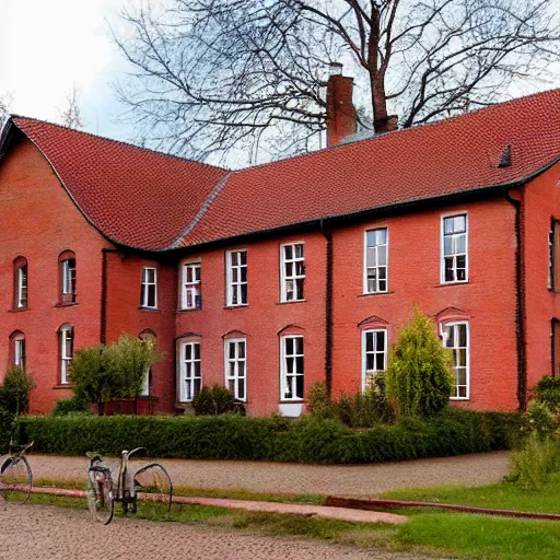 Image similar to 1 8 8 0 s big german farmhouse, red bricks, hannover, lower saxony