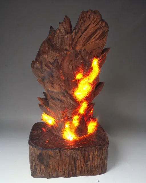 Image similar to wooden carving statue of an explosion, product picture, ebay listing thumbnail