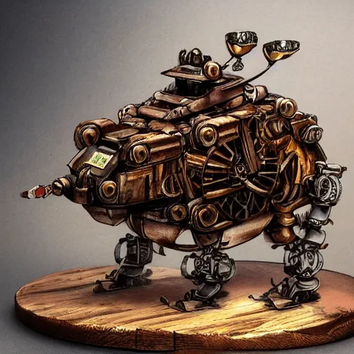 Image similar to a rampaging ashigaru steampunk - inspired mecha boar of bamboo, laquer and steel by brian froud and greg rutkowski