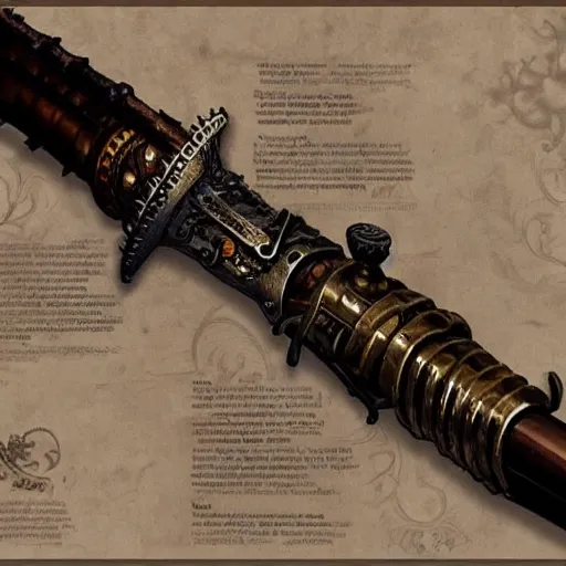 Image similar to a steampunk sword, intricate, artstation