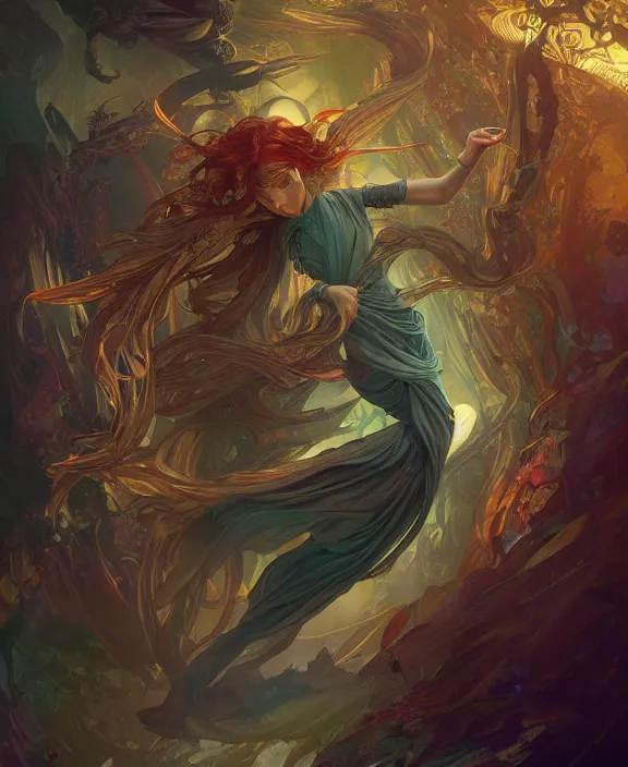 Image similar to a whirlwind of souls rushing inside the metaverse, half body, glowin eyes, jewelry, insect, lizard, d & d, fantasy, intricate, elegant, highly detailed, colorful, vivid color, digital painting, artstation, concept art, art by artgerm and greg rutkowski and alphonse mucha and ruan jia