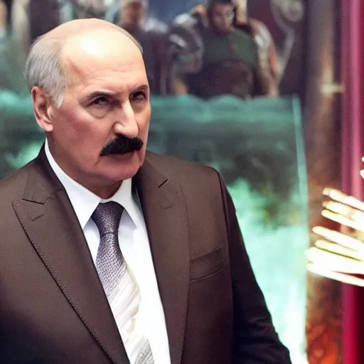 Image similar to Alexander Lukashenko in Avengers: The Kang Dynasty, cinematic still