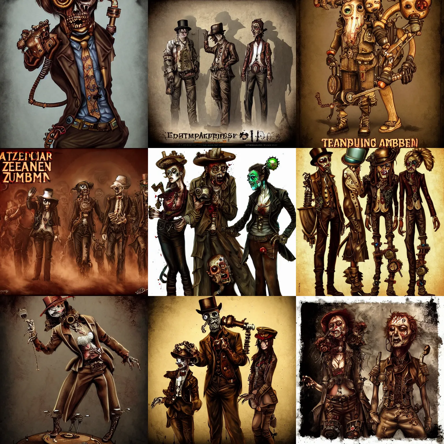 Prompt: steampunk zombies trending on artstation