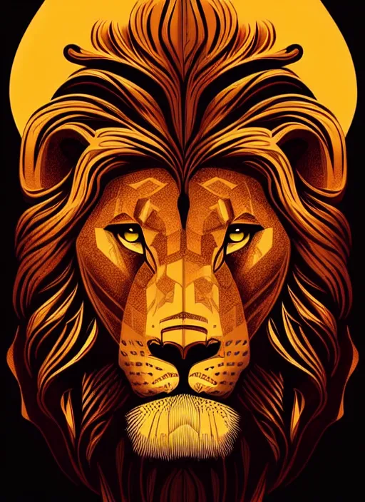 Image similar to concept art by dan mumford of a mask of symbolic lion, style of symbolism art style, digital painting, sharp focus, illustration