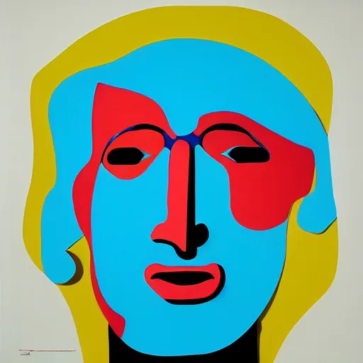 Image similar to a portrait a very ordinary person, by Turi Simeti, Agostino Bonalumi, stretched vinyl, abstract, 3d, canvas, flat bold color