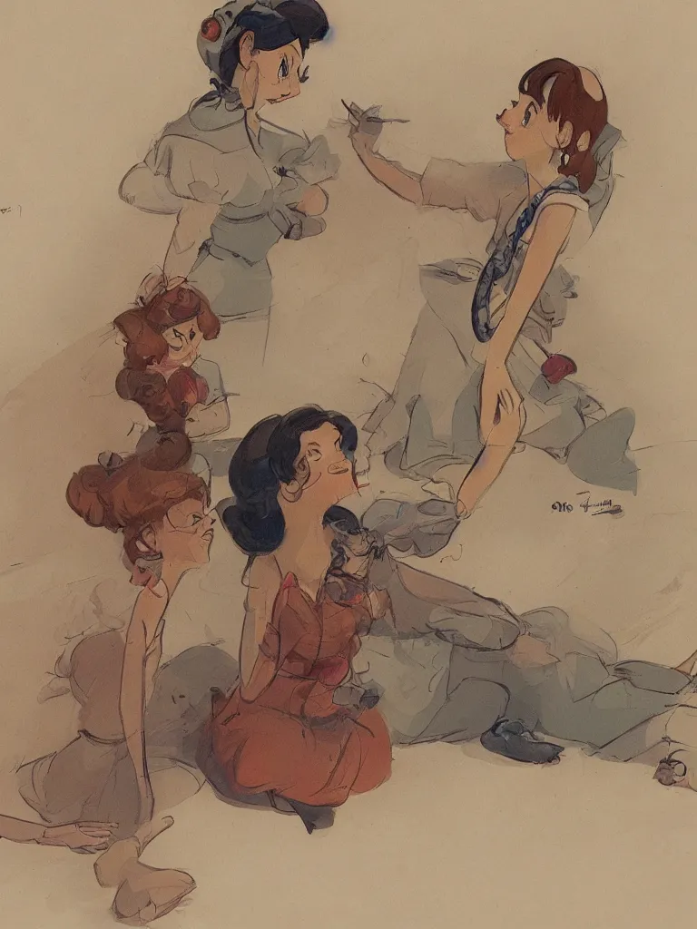 Image similar to flirtation by Disney Concept Artists, blunt borders, rule of thirds