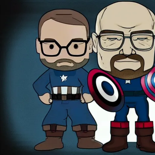 Image similar to walter white with captain america body