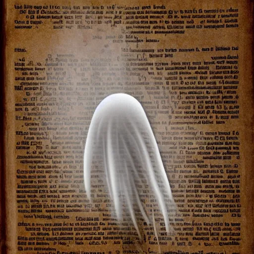 Image similar to whispy ghost floating out of an opened book at a lirbary, creepy, realistic, detailed,