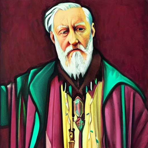 Prompt: dumbledore as art deco, painting