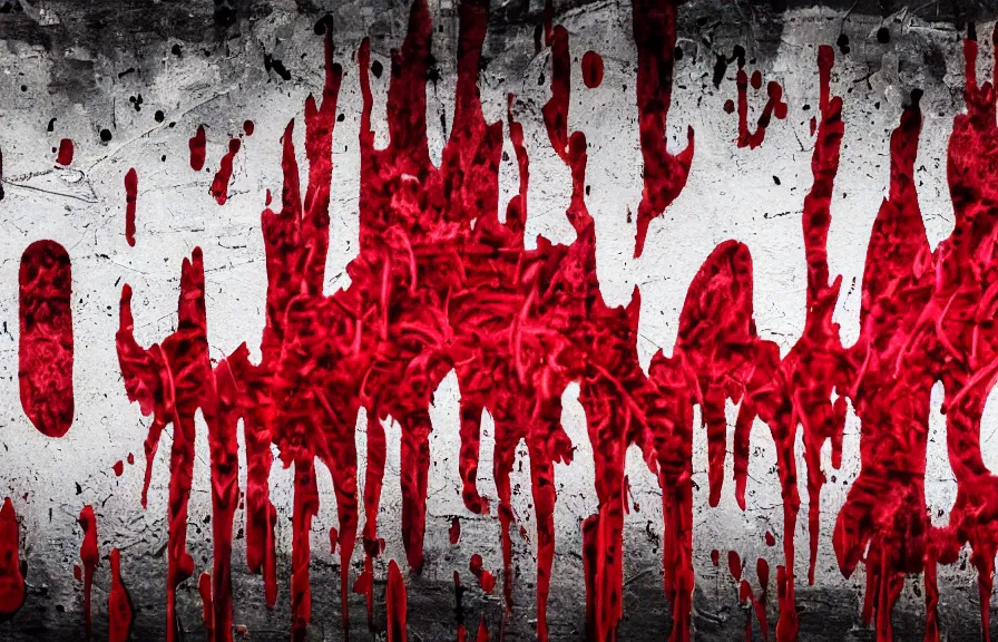 Prompt: new york underground graffiti, bloody meat font, dripping blood red, 4k