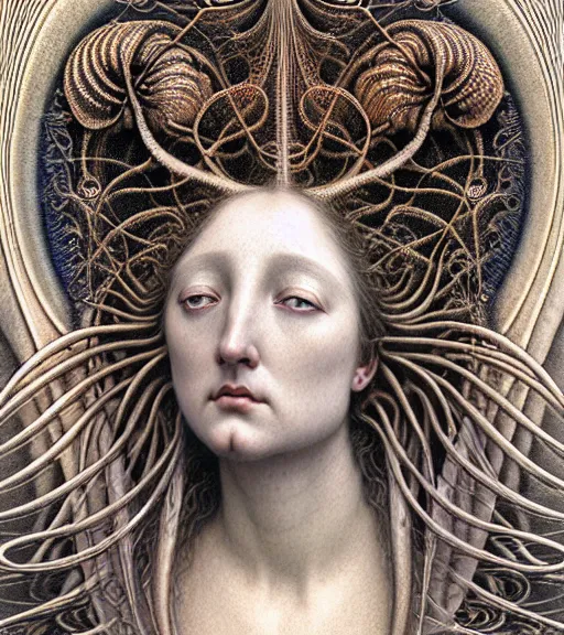 Prompt: detailed realistic beautiful clam goddess face portrait by jean delville, gustave dore, iris van herpen and marco mazzoni, art forms of nature by ernst haeckel, art nouveau, symbolist, visionary, gothic, neo - gothic, pre - raphaelite, fractal lace, intricate alien botanicals, ai biodiversity, surreality, hyperdetailed ultrasharp octane render