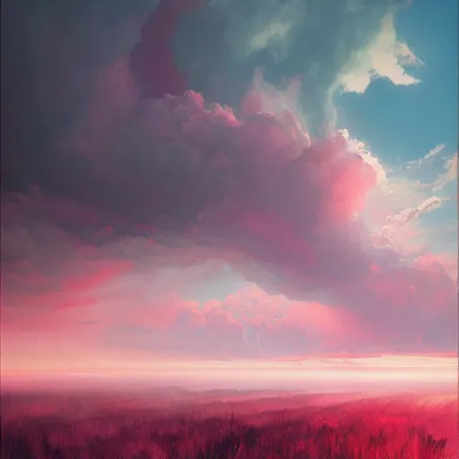 Prompt: pink clouds, volumetric fog, godrays, high contrast, high contrast, high contrast, vibrant colors, vivid colors, high saturation, by Greg Rutkowski and Jesper Ejsing and Raymond Swanland and alena aenami, featured on artstation, wide angle, vertical orientation -