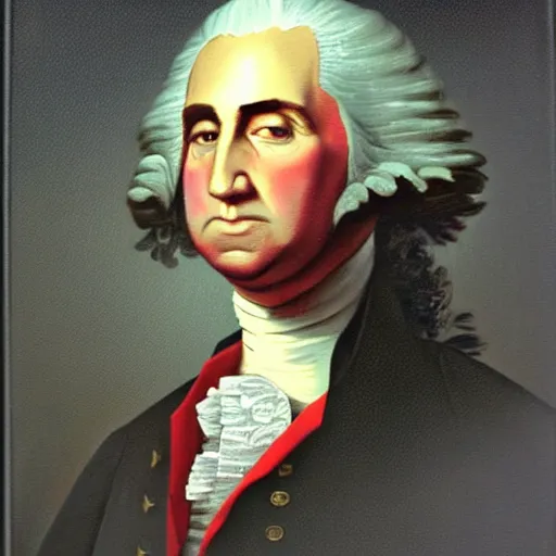 Image similar to nic cage as george washington, buff, painted portrait, highly detailed,