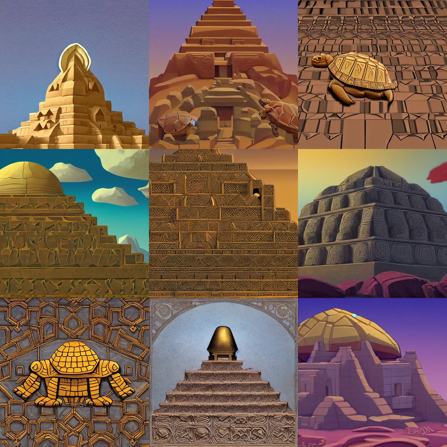 Prompt: tortoise with Ziggurat built on its back by Sylvain Sarrailh and Nicholas Roerich and Annie Swynnerton, dramatic cinematic lighting , beautiful tilework, ornate architecture, lost civilizations, smooth, sharp focus, extremely detailed + 8k