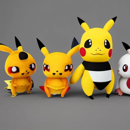 Image similar to pokemon bee cutie stuffed animal friends, unreal ungine 5, octane render, cinema 4 d, by deema egorov