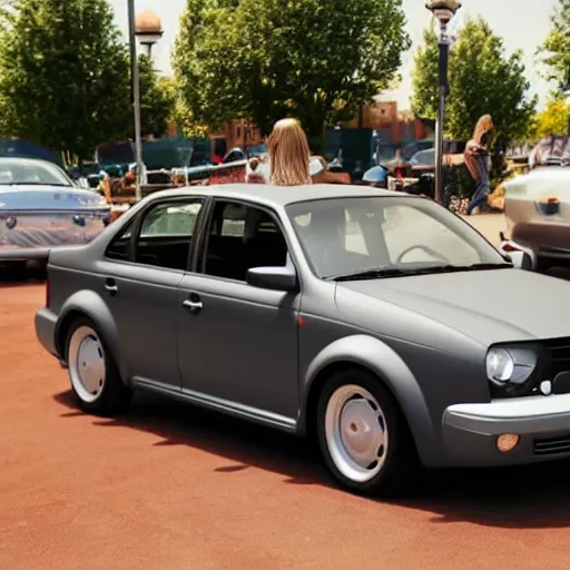 Image similar to a gunmetal grey volkswagen jetta in the pixar movie cars