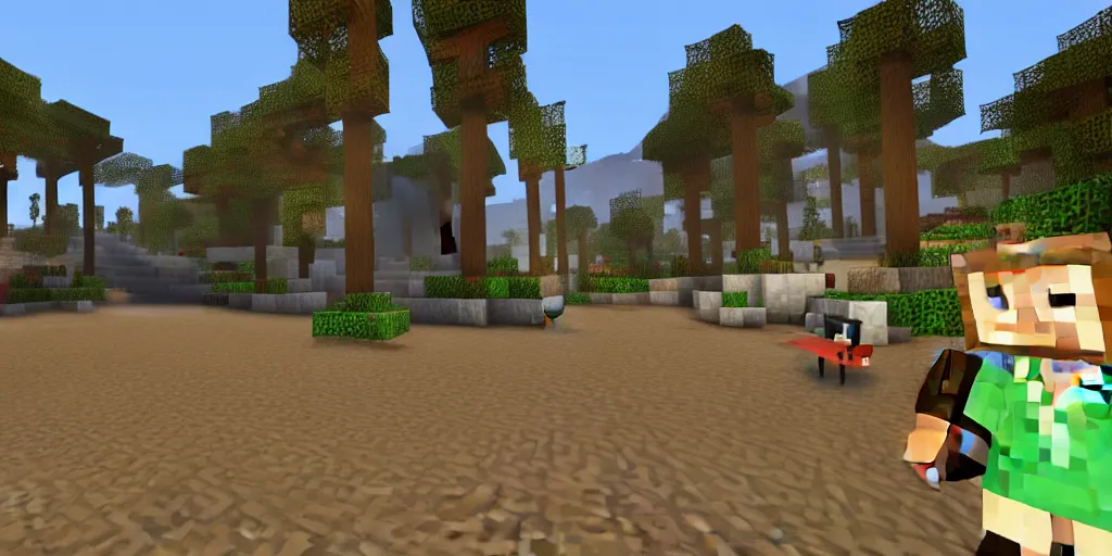 a screenshot of a minecraft desert village on fire, 7, Stable Diffusion